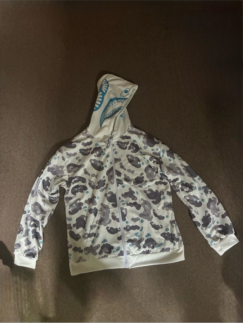Bape Shark Camo Zip Hoodie - White, Gray, Blue